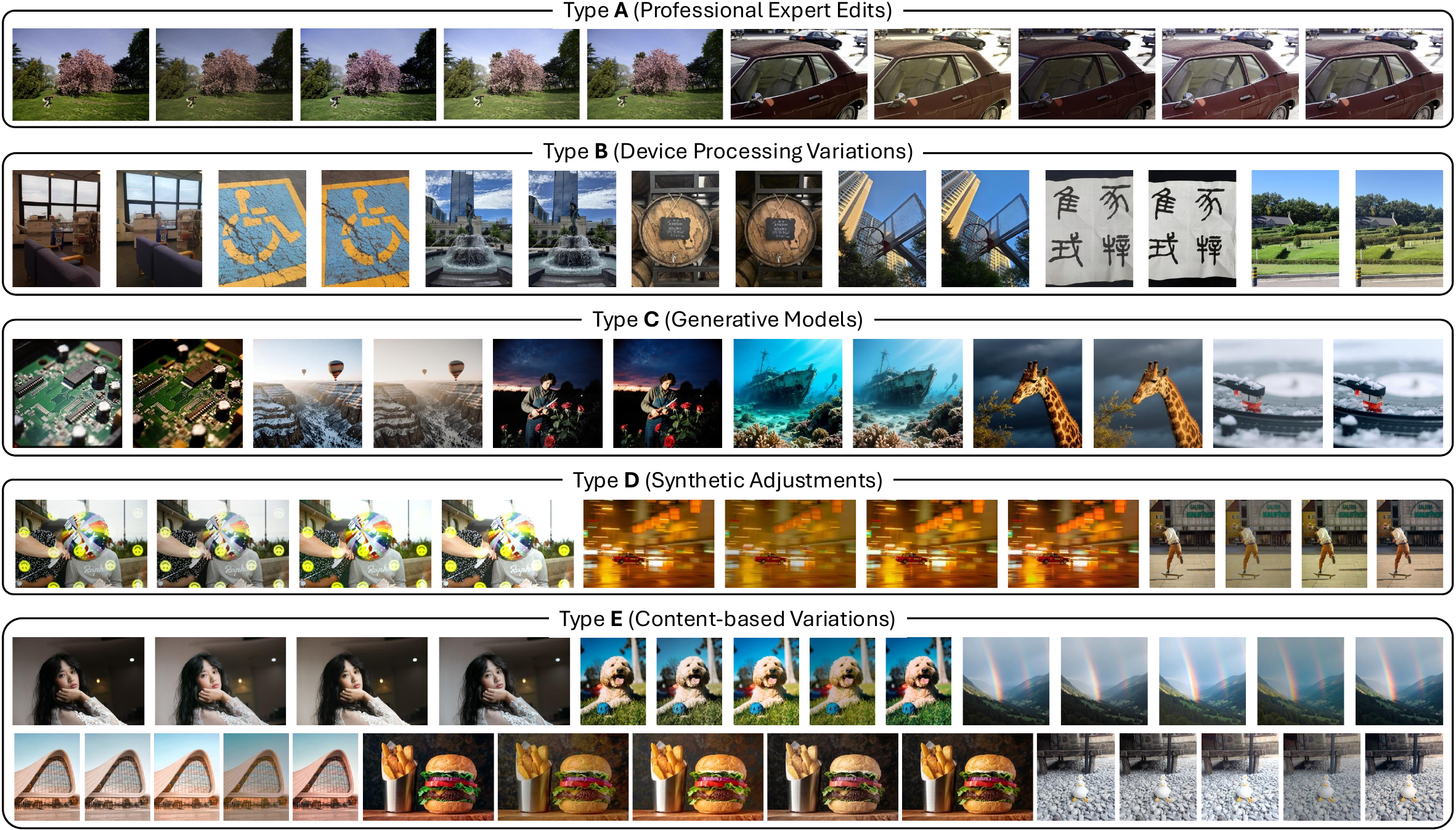 Sample image pairs from PPSD across five source categories.